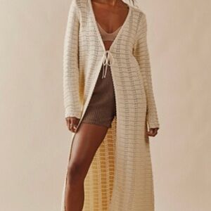 Free People | Beach Cream Knit Long Cardigan